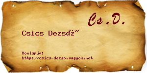 Csics Dezső névjegykártya